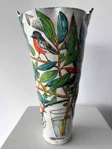 Fiona Hiscock - Flame robin and snow gum vessel